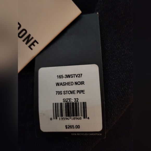 Re/Done Comfort Stretch High Rise 70s Stove Pipe Washed Noir Jeans Size 32 - Picture 10 of 16